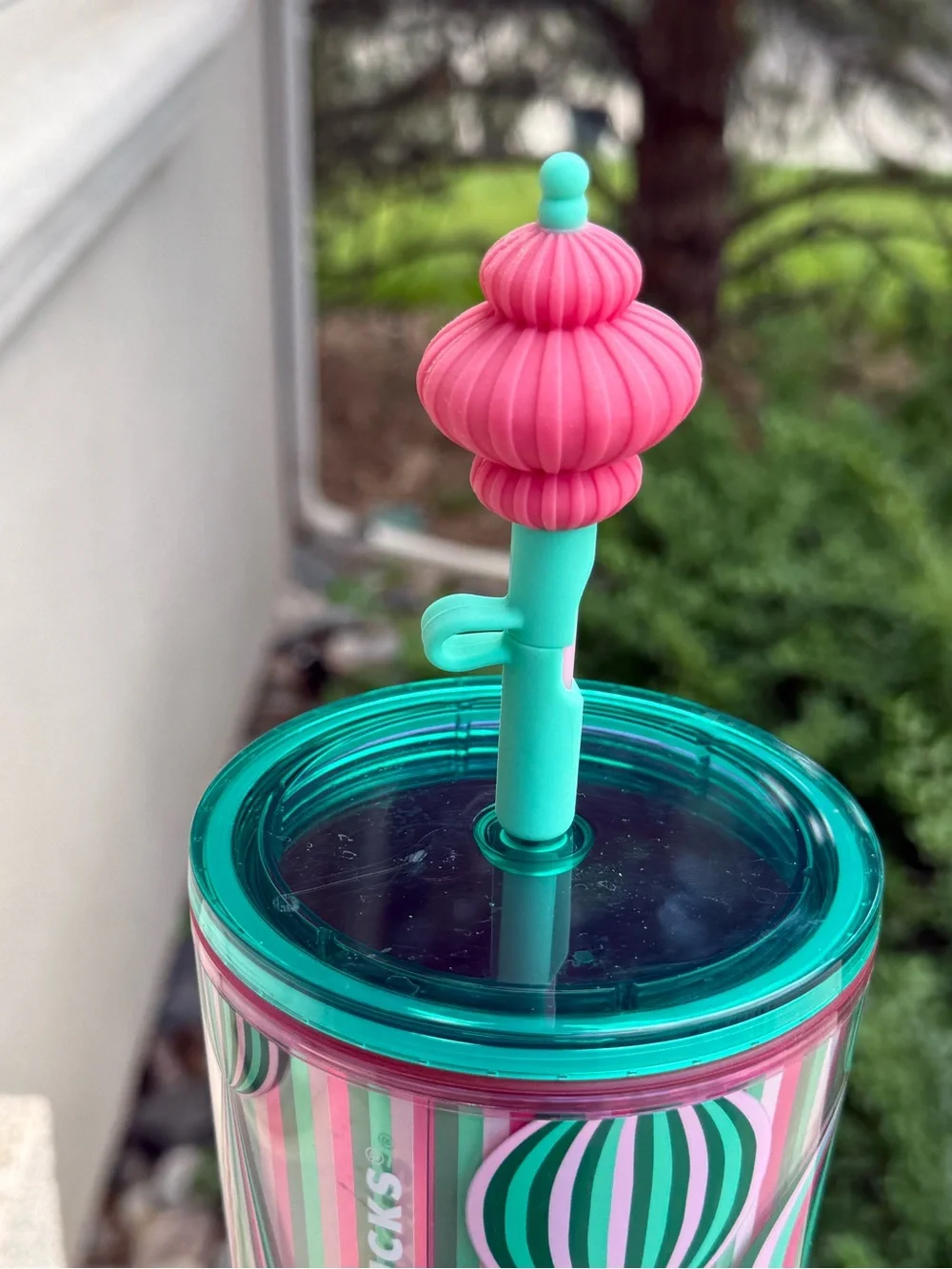 Gorgeous Starbucks 2024 Pink Ornament Tumbler with Straw Topper 24 oz